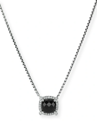 Shop David Yurman 7mm Chatelaine Pendant Necklace With Gemstone And Diamonds In Silver In Black Onyx