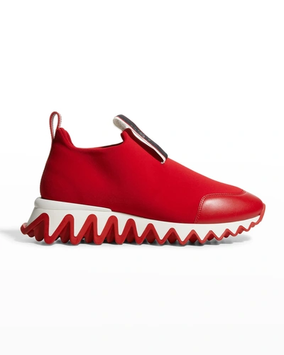 Shop Christian Louboutin Tiketa Slip-on Red Sole Runner Sneakers In Loubi