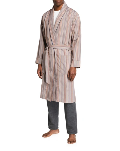Shop Paul Smith Men's Multi-stripe Cotton Robe In 92 Multi