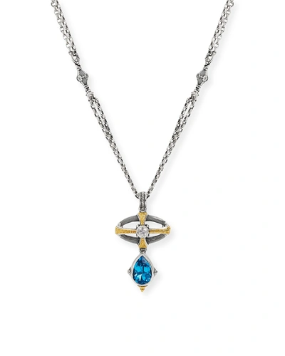 Shop Konstantino Delos Two-tone White Sapphire And Swiss Blue Topaz Necklace