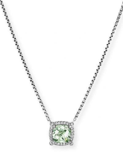 Shop David Yurman 7mm Chatelaine Pendant Necklace With Gemstone And Diamonds In Silver In Prasiolite