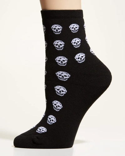 Shop Alexander Mcqueen Allover Skull Crew Socks In Blackwhite
