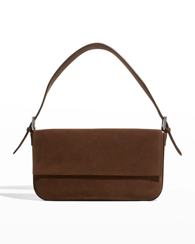 Shop By Far Manu Suede Shoulder Bag In Wood