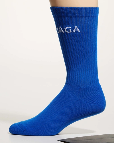Shop Balenciaga Men's Logo Tennis Socks In 4377 Ciel Multi