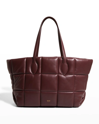 Shop Khaite Florence Quilted Leather Tote Bag In 528 Deep Red