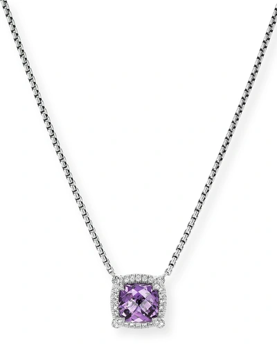 Shop David Yurman 7mm Chatelaine Pendant Necklace With Gemstone And Diamonds In Silver In Amethyst