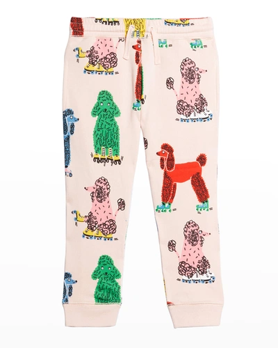 Shop Stella Mccartney Girl's Doodle Poodle Print Sustainable Cotton Joggers In G502 Pink