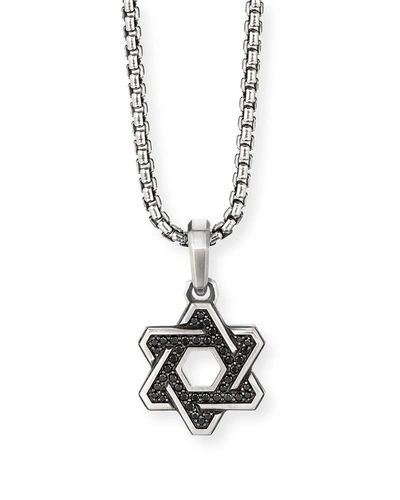 Shop David Yurman Men's Deco Star Of David Pendant With Diamonds In Silver, 24mm