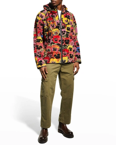 Shop Loewe Men's Fleece Pansies Jacket In Multicolor