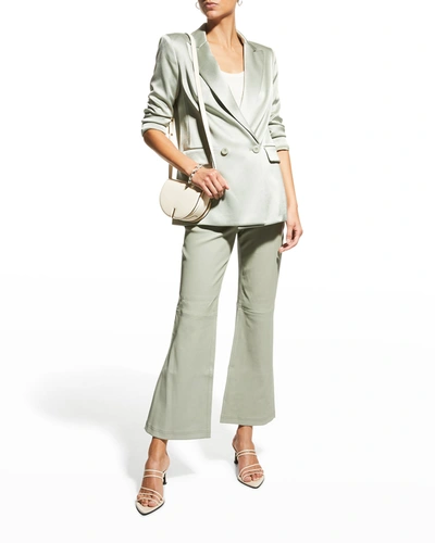 Shop Alice And Olivia Marshall Vegan Leather High-rise Bell-bottom Pants In Sage
