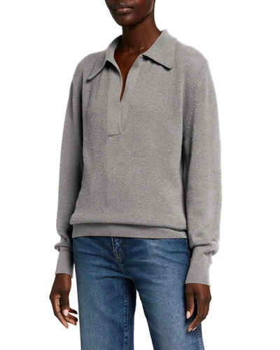 Shop Khaite Jo Cashmere Featherweight-knit Sweater In Gray