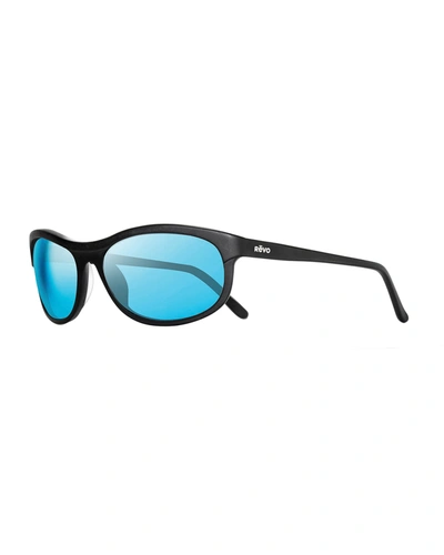 Shop Revo Men's Polarized Oval Sunglasses In Matte Black