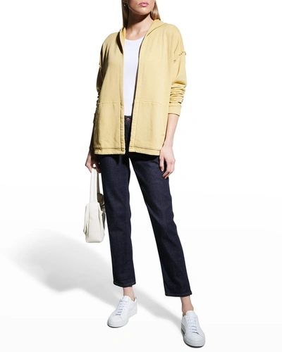 Shop Eileen Fisher Organic Cotton French Terry Hooded Jacket In Straw