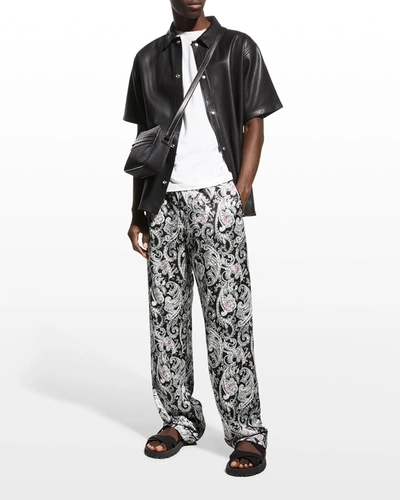 Shop Amiri Men's Paisley Pajama Pants In Black