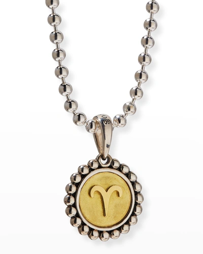 Lagos Signature Caviar Zodiac Pendant Necklace In Aries