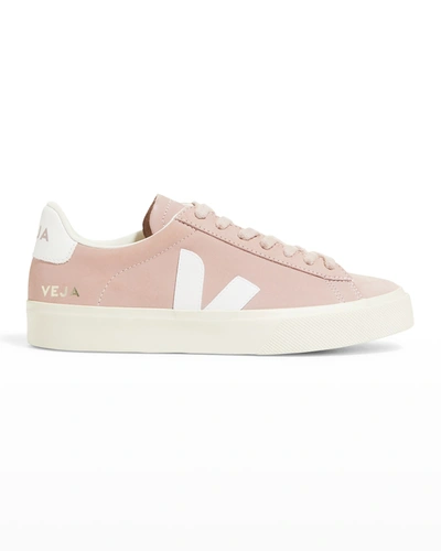 Shop Veja Campo Bicolor Suede Low-top Sneakers In Babe White