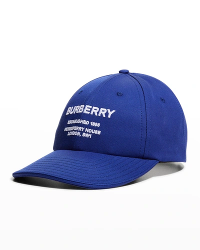 Shop Burberry Men's Logo Baseball Cap In Oceanic Blue