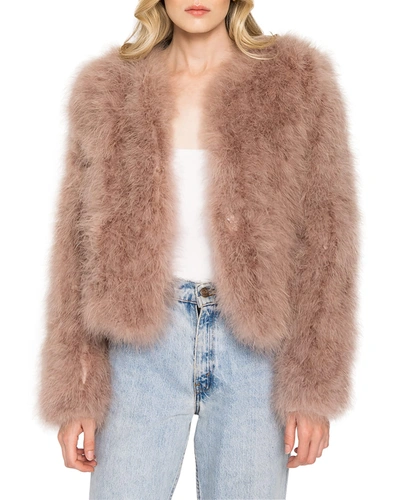 Shop Lamarque Deora Feather Topper Jacket In Dusty Rose