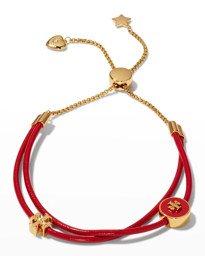 Shop Tory Burch Kira Enamel Slider Bracelet In Tory Gold Brilli