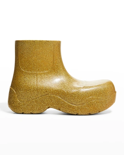 Shop Bottega Veneta Metallic Puddle Rain Booties In Gold