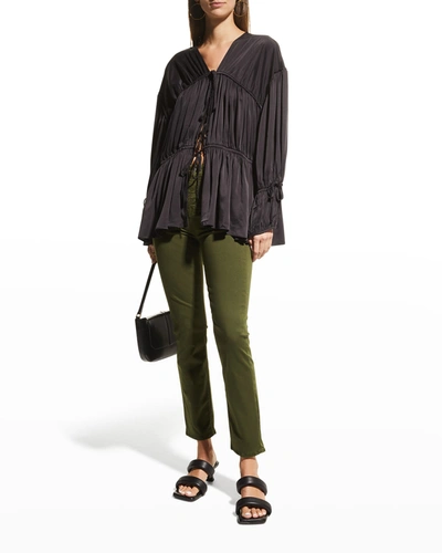 Shop Jen7 Military Ankle Straight Jeans In Olive
