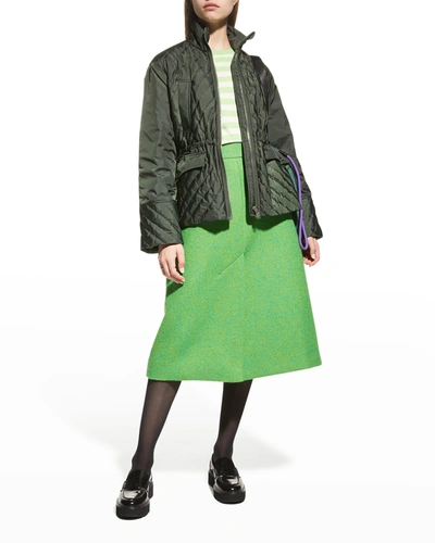 Shop Ganni Recycled Ripstop Quilt Coat In Dark Green