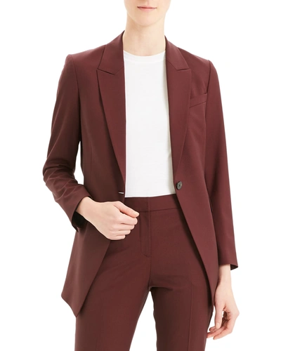 Shop Theory Etiennette One-button Good Wool Suiting Jacket In Mulberry