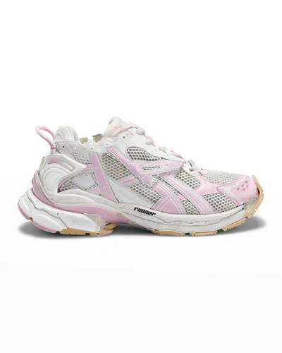 Shop Balenciaga Runner Sneakers In Wht Pnk Bge Blk