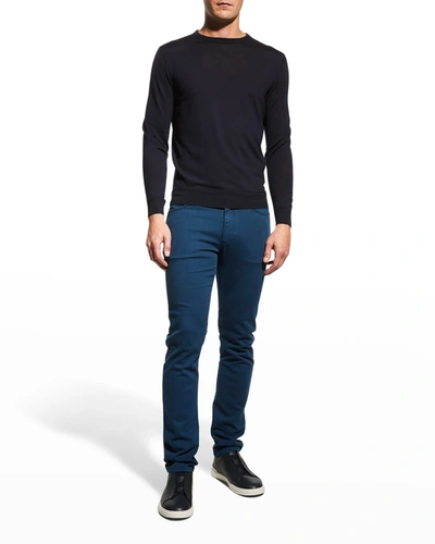 Shop Ermenegildo Zegna Men's Slim-fit Solid Denim Jeans In Nvy Sld