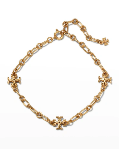 Shop Tory Burch Roxanne Chain Delicate Bracelet In Rolled Tory Gold