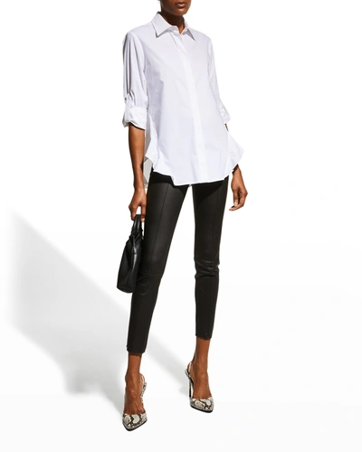 Shop Finley Agatha Side-flounce Poplin Shirt In White