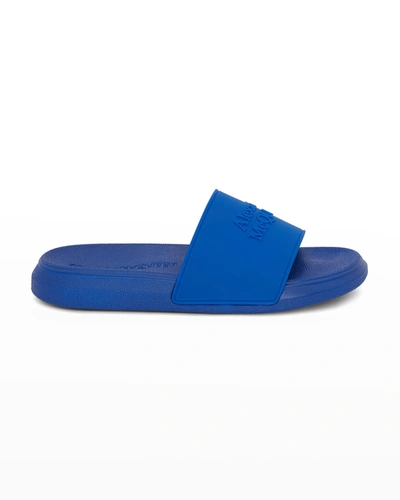Shop Alexander Mcqueen Pool Slide Sandals In Blue