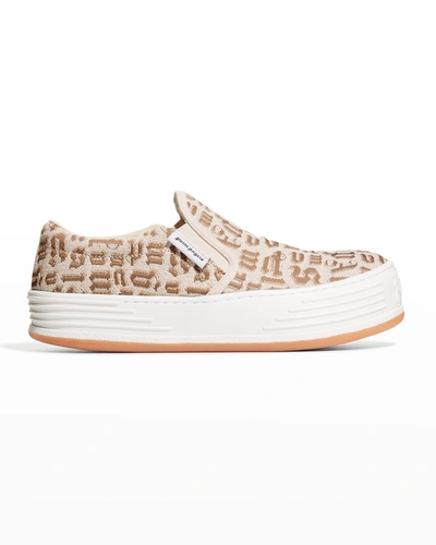 Shop Palm Angels Snow Logo Jacquard Slip-on Sneakers In Beige