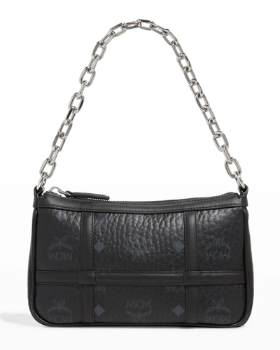 Shop Mcm Delmy Visetos Mini Logo Chain Shoulder Bag In Black