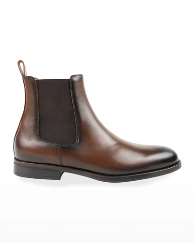 Shop Bruno Magli Men's Bucca Leather Chelsea Boots In Dark Brown Waxy C