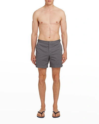 Shop Orlebar Brown Men's Bulldog Cotton Twill Shorts In Storm Grey