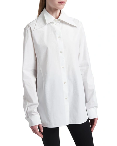 Shop Valentino Double-collar Button-down Top In White