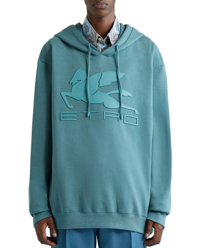Shop Etro Men's Tonal Logo Pullover Hoodie In Nvy