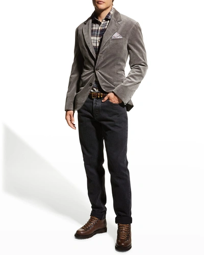 Shop Brunello Cucinelli Men's Traditional Straight-leg Jeans In C1483 Dark Grey