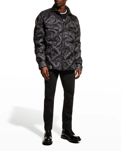 Shop Dolce & Gabbana Men's Dg-embossed Nylon Puffer Jacket In Black