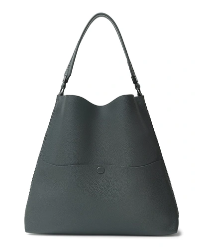 Shop Callista Slim Medium Leather Tote Bag In Charcoal