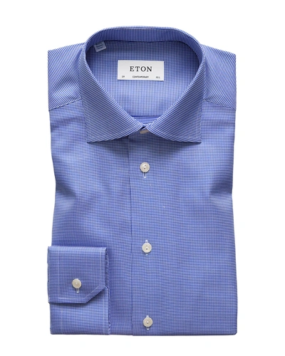 Shop Eton Men's Contemporary-fit Houndstooth Dress Shirt In Navy