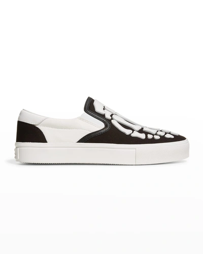 Shop Amiri Men's Skeleton Toe Slip-on Sneakers In Black/white