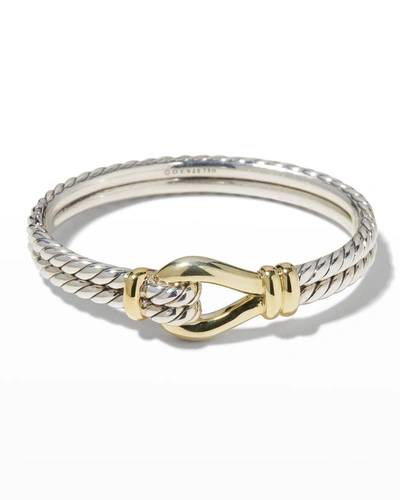 Shop David Yurman Thoroughbred Loop Bracelet In Silver With 18k Gold, 11mm In Two Tone