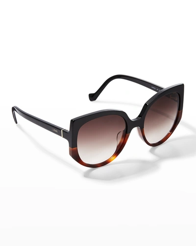 Shop Loewe Acetate Cat-eye Sunglasses In Black/brown