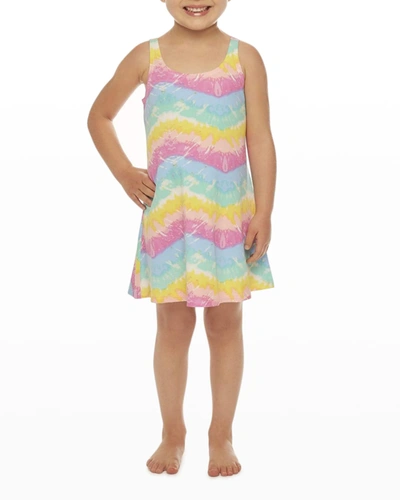 Shop Lovey & Grink Girl's Rainbow Tie-dye Lounge Tank Dress In Multi