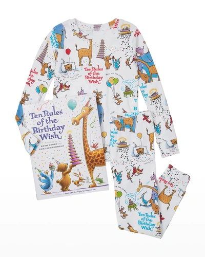 Shop Books To Bed Kid's 10 Rules Of The Birthday Wish Pajama Book Set In White