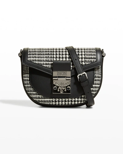 Shop Mcm Patricia Houndstooth Mini Belt Bag In Black