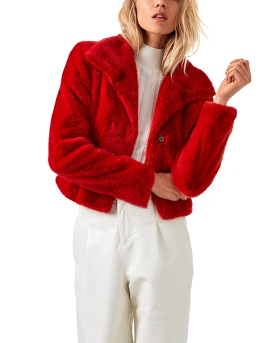 Shop As By Df The Denise Faux-fur Chubby Jacket In Coco Red