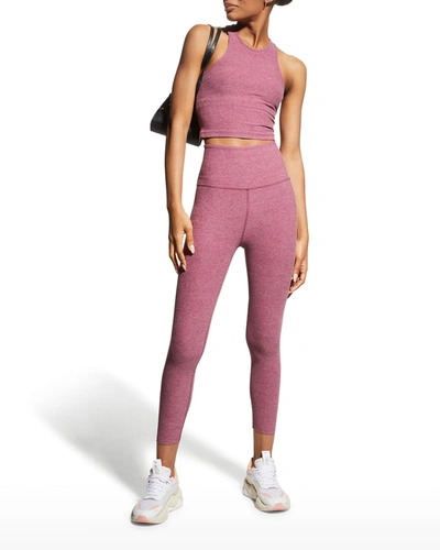 Shop Beyond Yoga Studio Cropped Active Tank In Pale Plum Heather